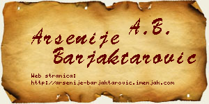 Arsenije Barjaktarović vizit kartica